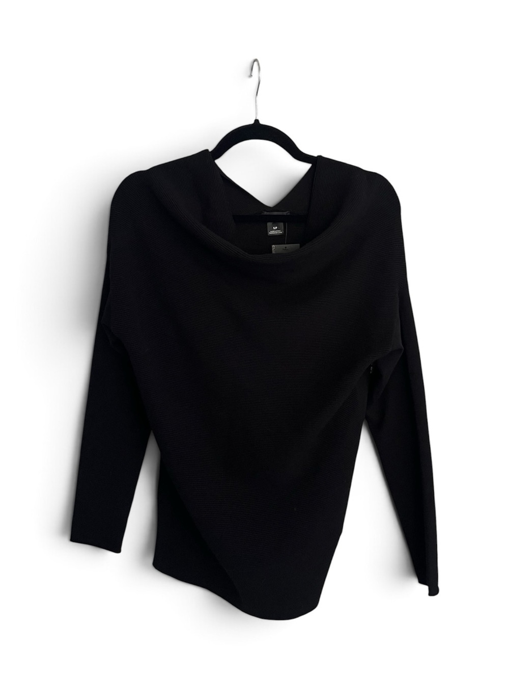 Club Monaco Terrona Sweater Soot Black Draped Cowl Neck V-Back Slouchy Size S